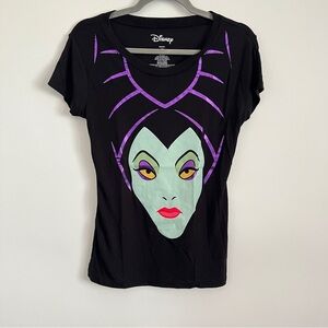 Disney Villains Maleficent V Neck T Shirt Black and Purple Juniors Size Large